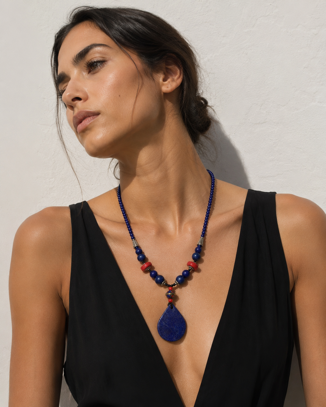 Collar lapislázuli y coral