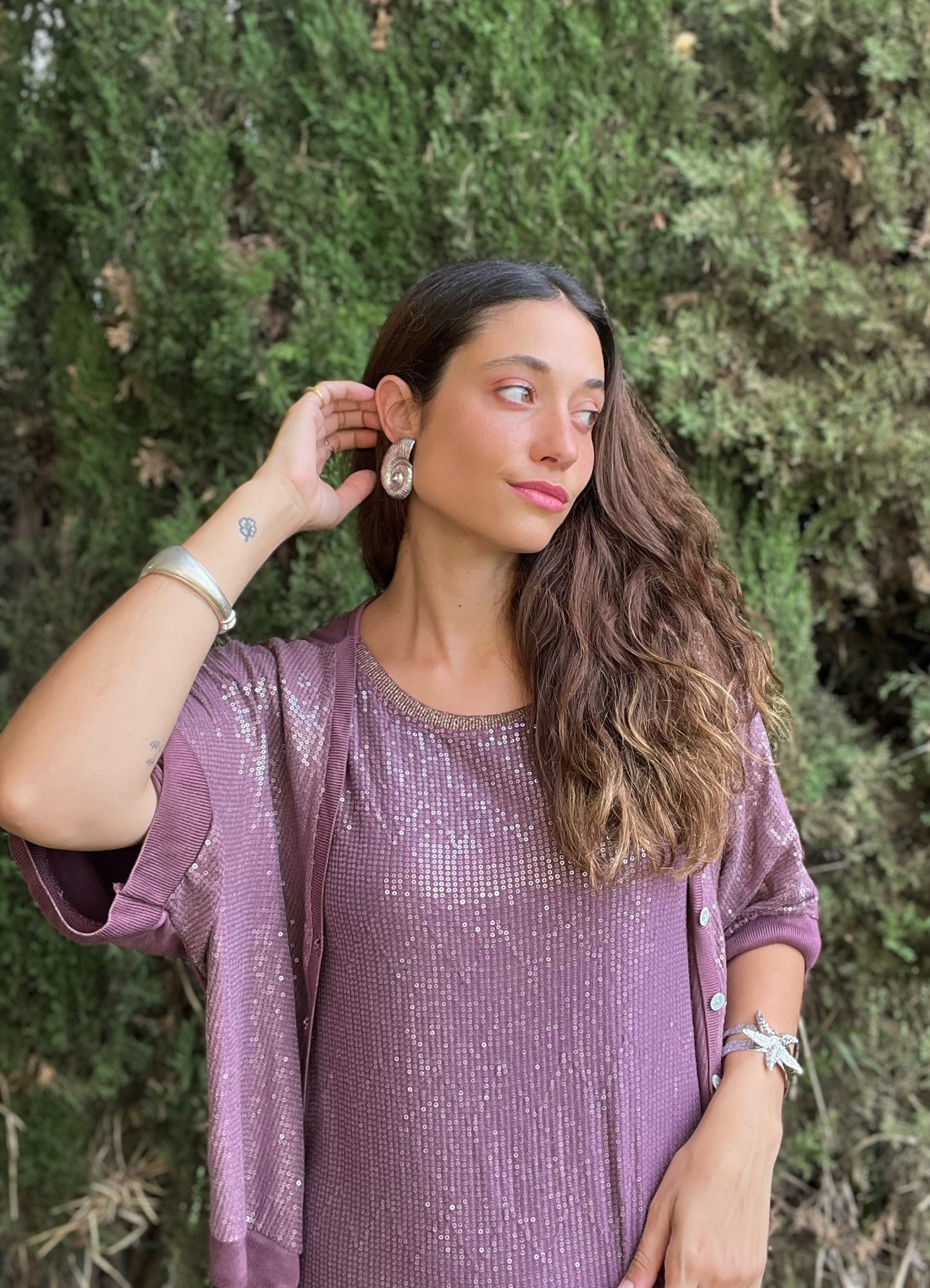 Vestido lentejuelas berenjena - Nuh Nuh