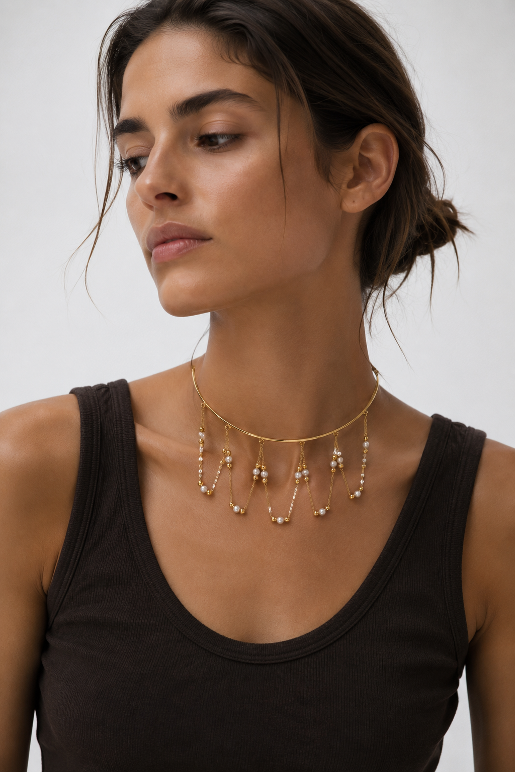 Choker cascada perlas