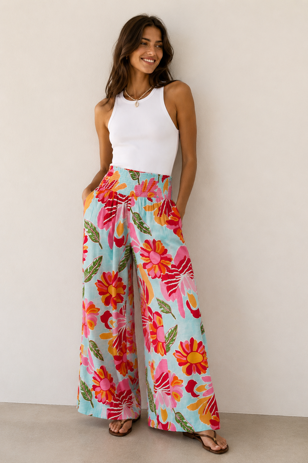 Pantalón palazzo floral