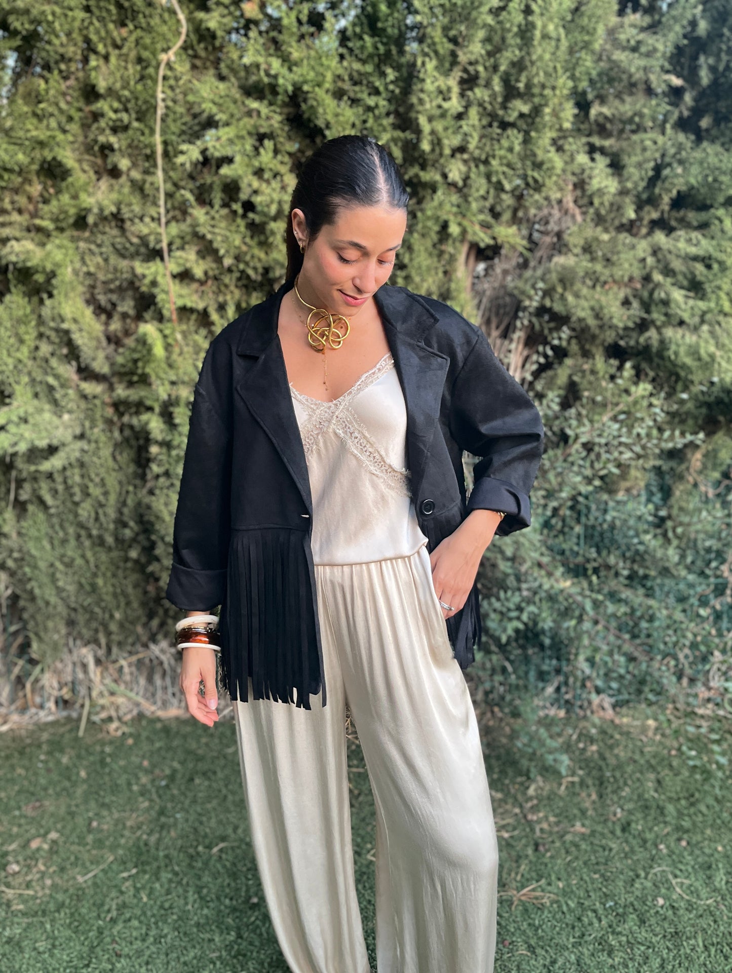 Chaqueta ante flecos