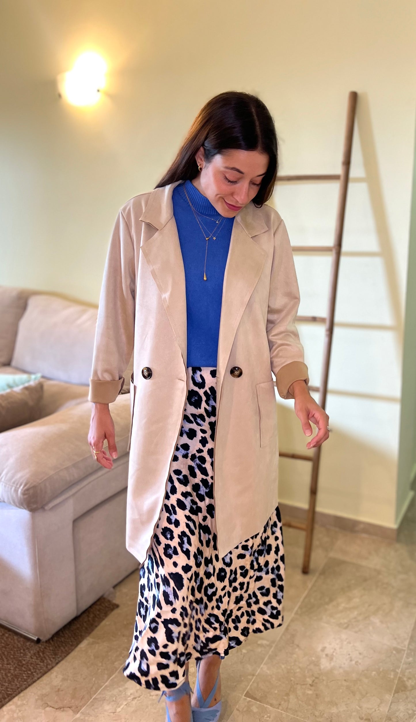 Chaqueta antelina beige - Nuh Nuh