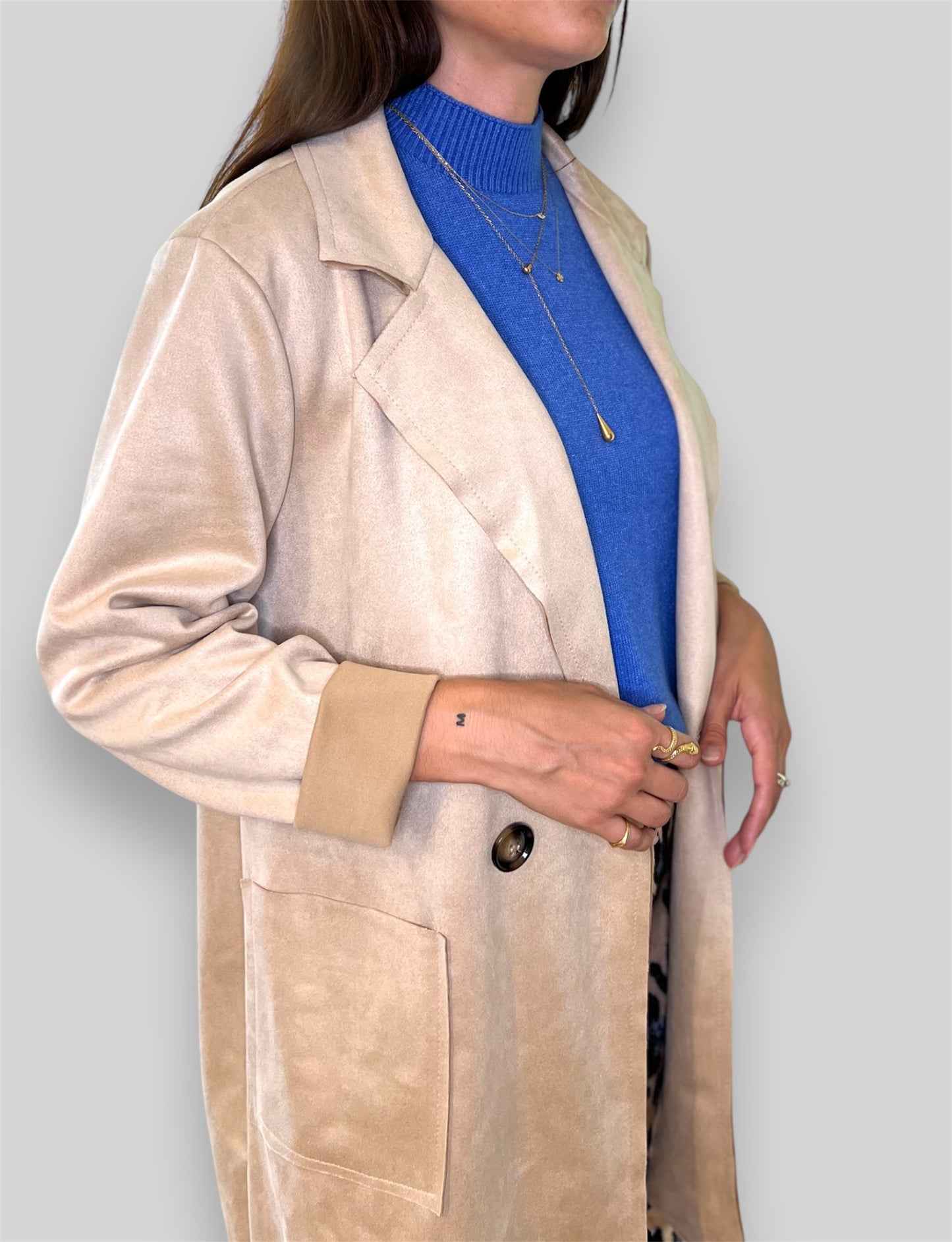 Chaqueta antelina beige - Nuh Nuh
