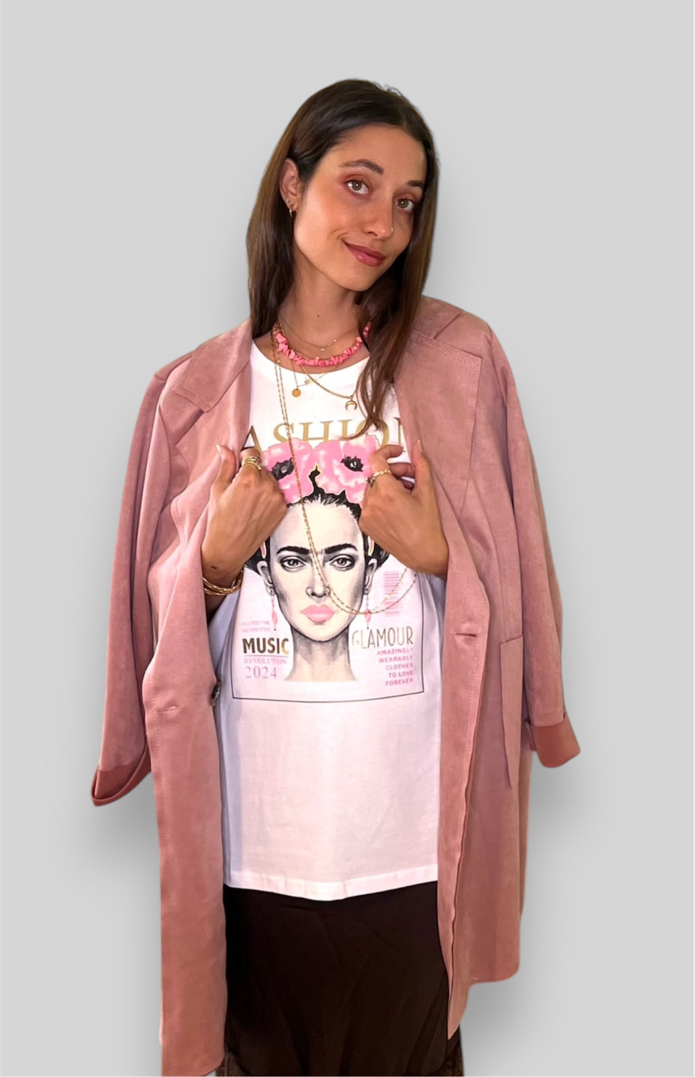 Chaqueta antelina rosa