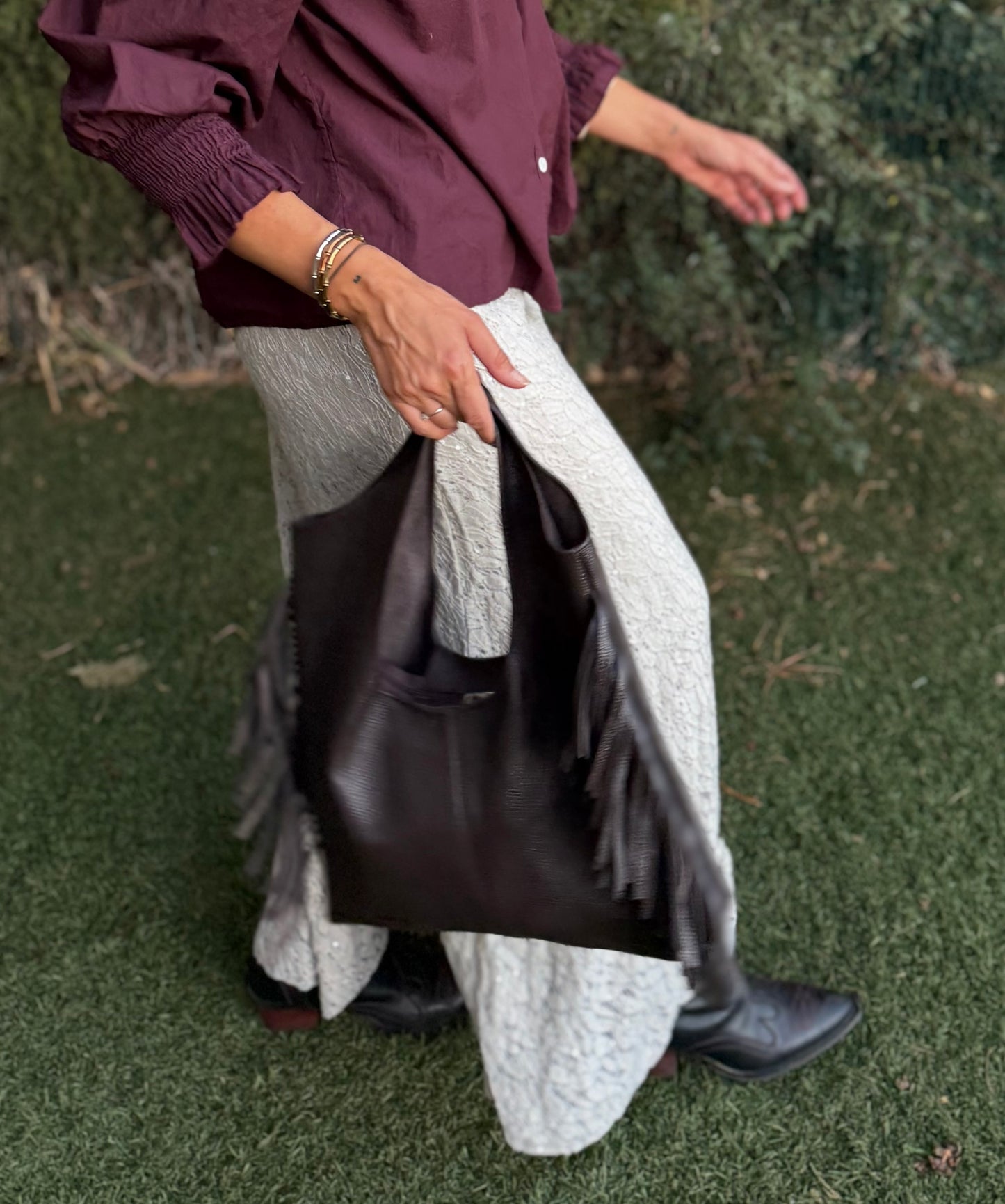 Bolso de piel flecos ￼