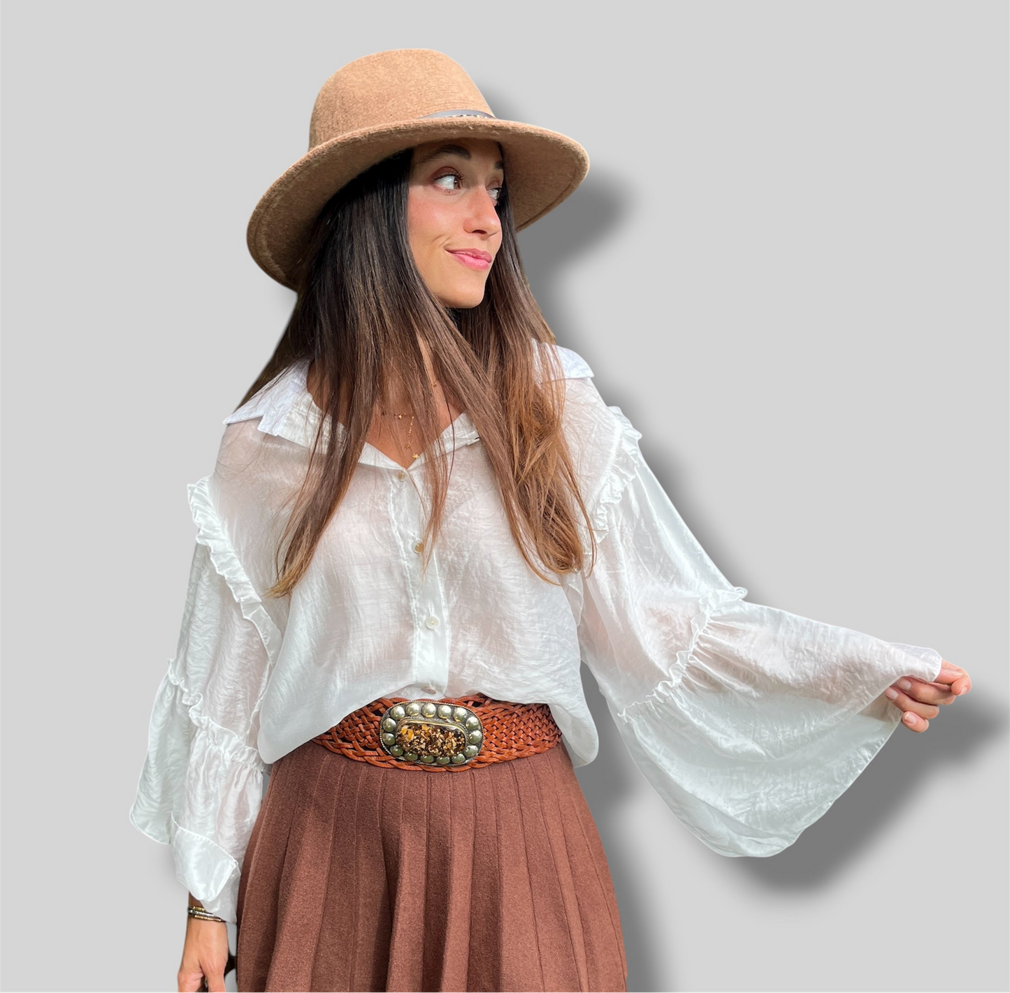 Camisa manga vuelo blanca