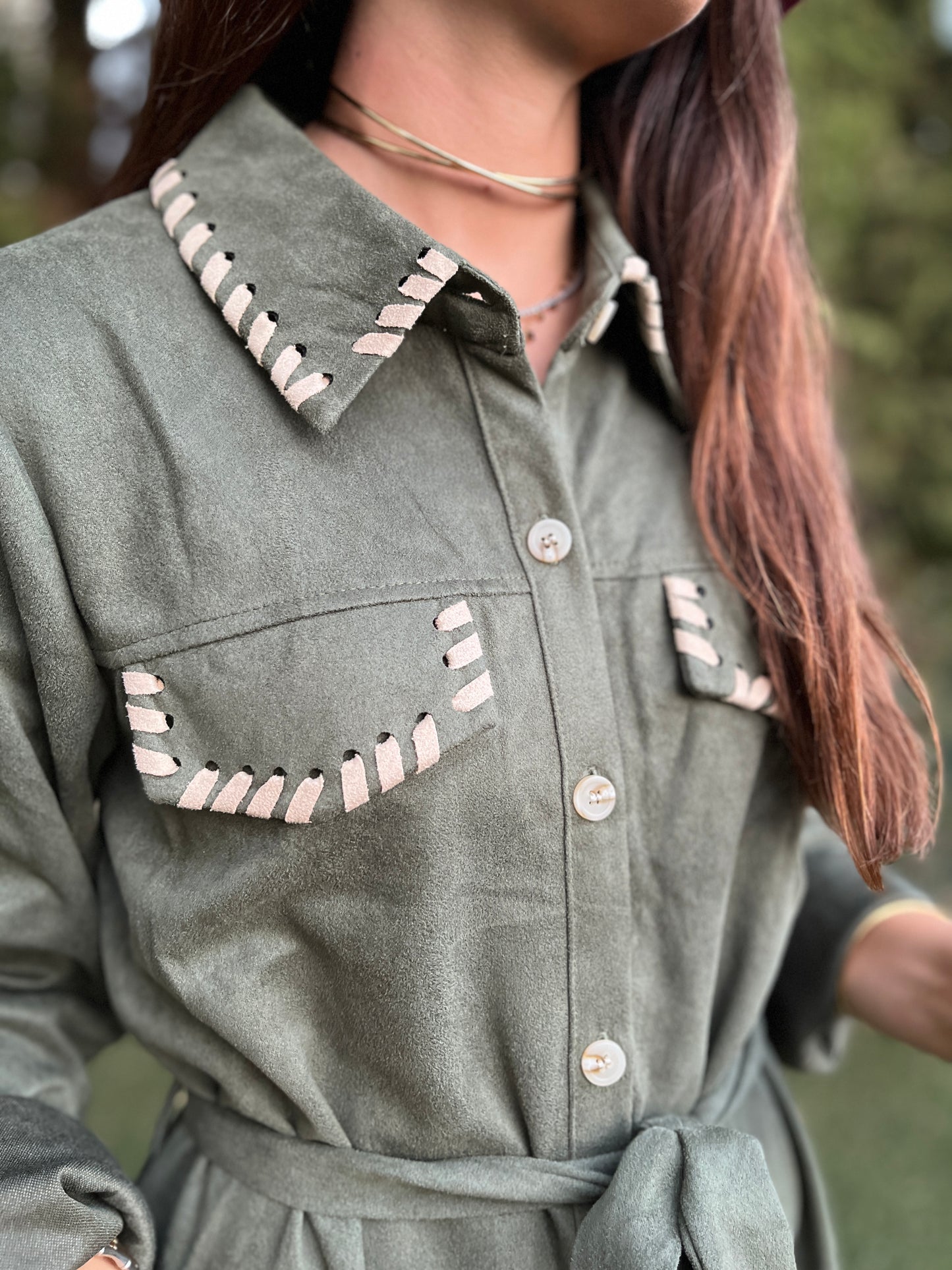 Vestido largo antelina caqui