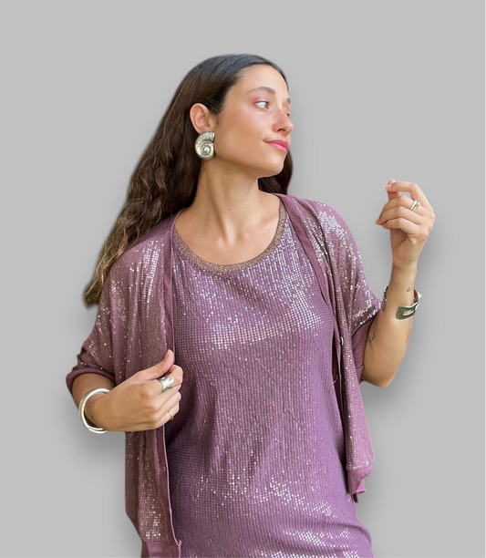Vestido lentejuelas berenjena - Nuh Nuh