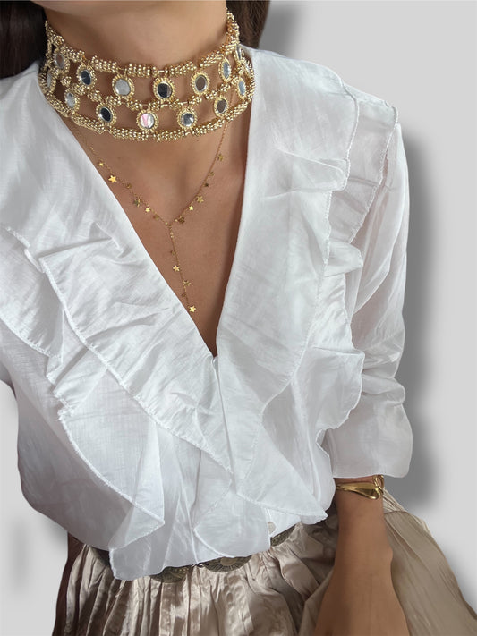 Camisa volante escote