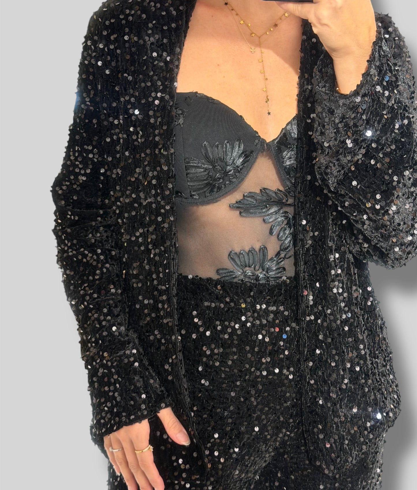 Chaqueta negra lentejuelas - Nuh Nuh