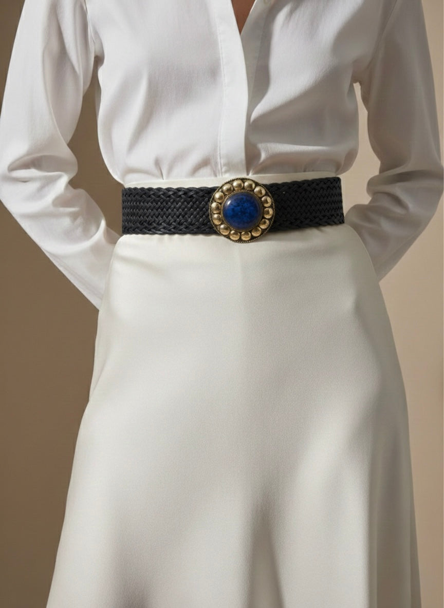 Cinturón de cuero azul