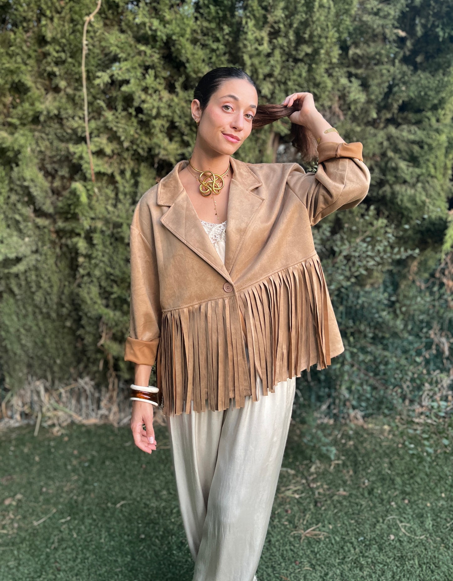 Chaqueta ante flecos