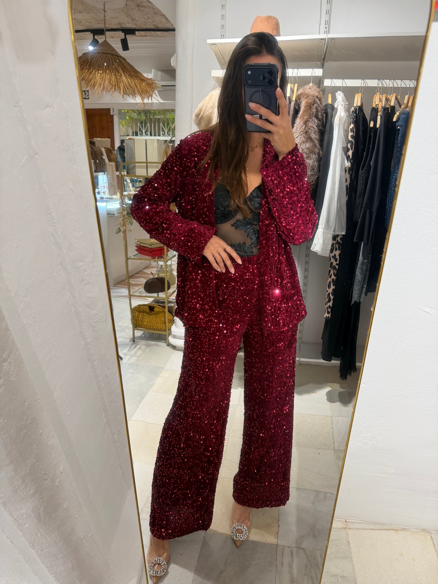 Chaqueta burdeos lentejuelas - Nuh Nuh