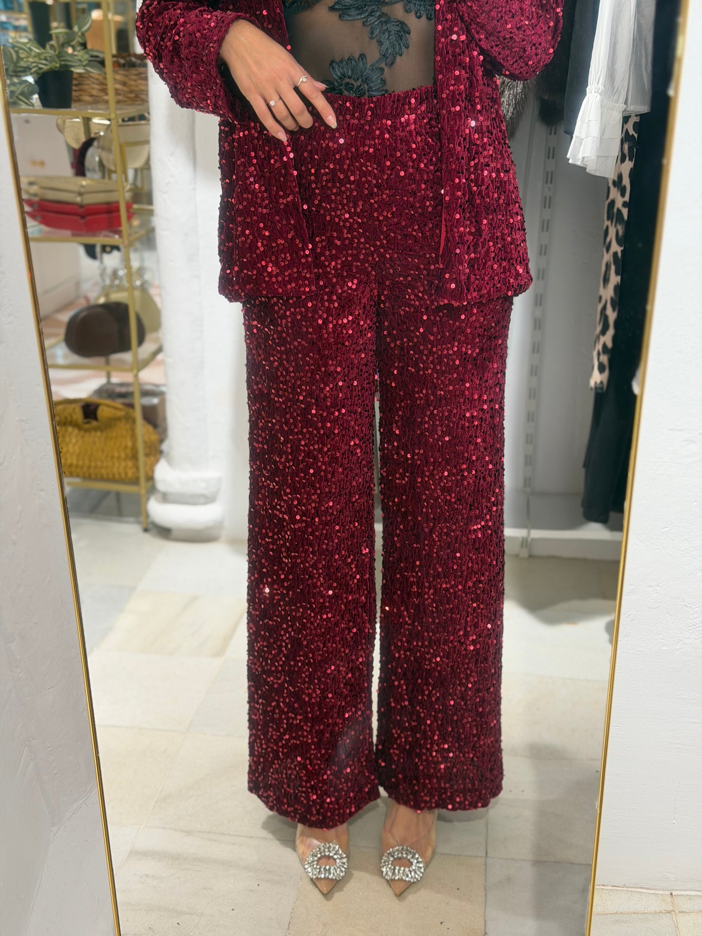 Pantalón Burdeos lentejuelas - Nuh Nuh