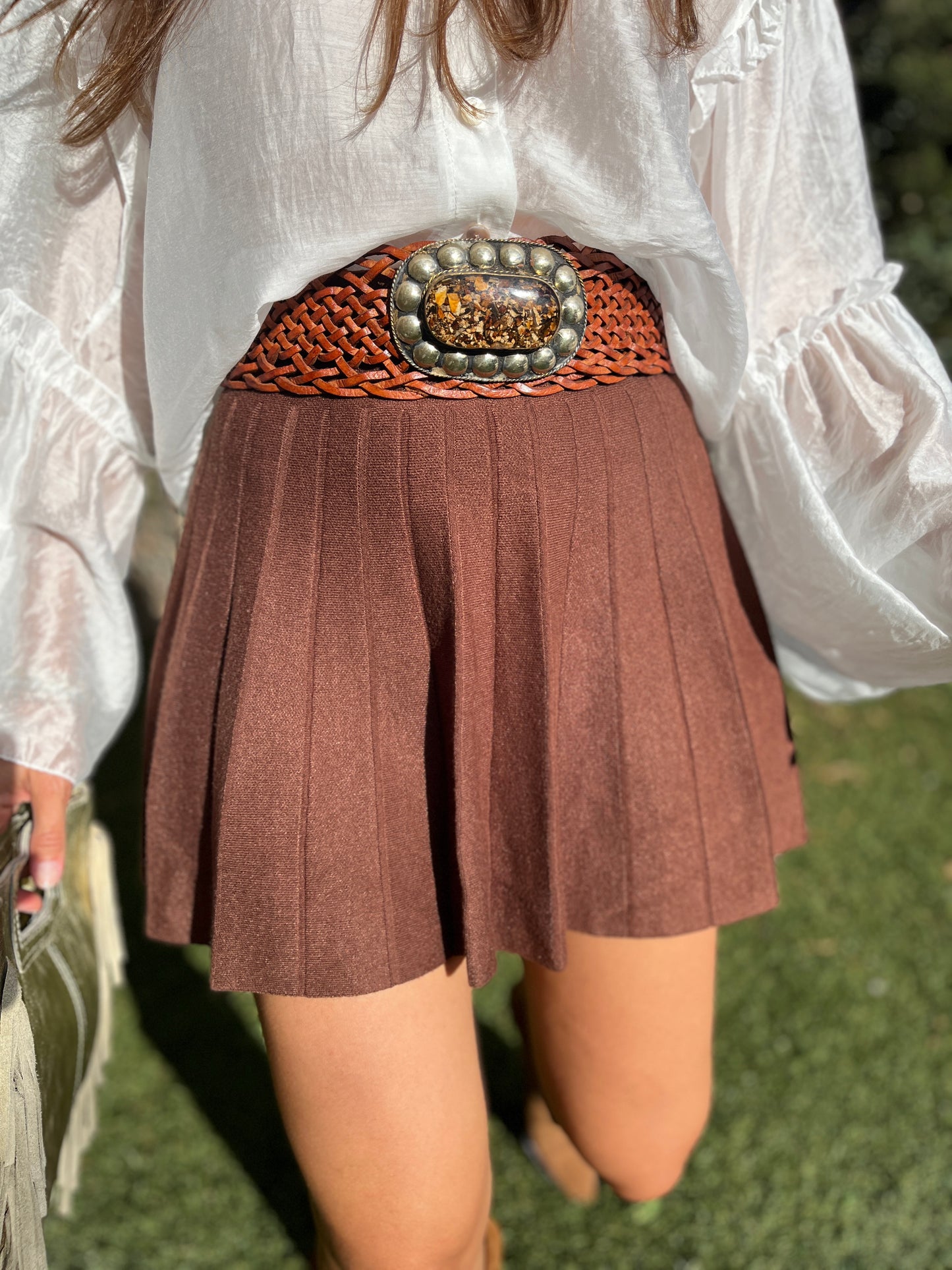 Falda plisada marrón chocolate 