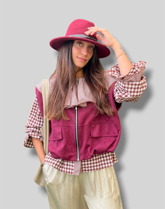 Chaleco de antelina Burdeos 