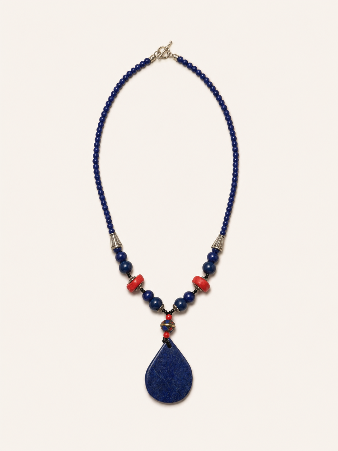 Collar lapislázuli y coral