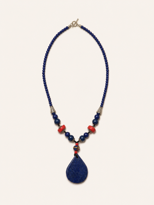 Collar lapislázuli y coral