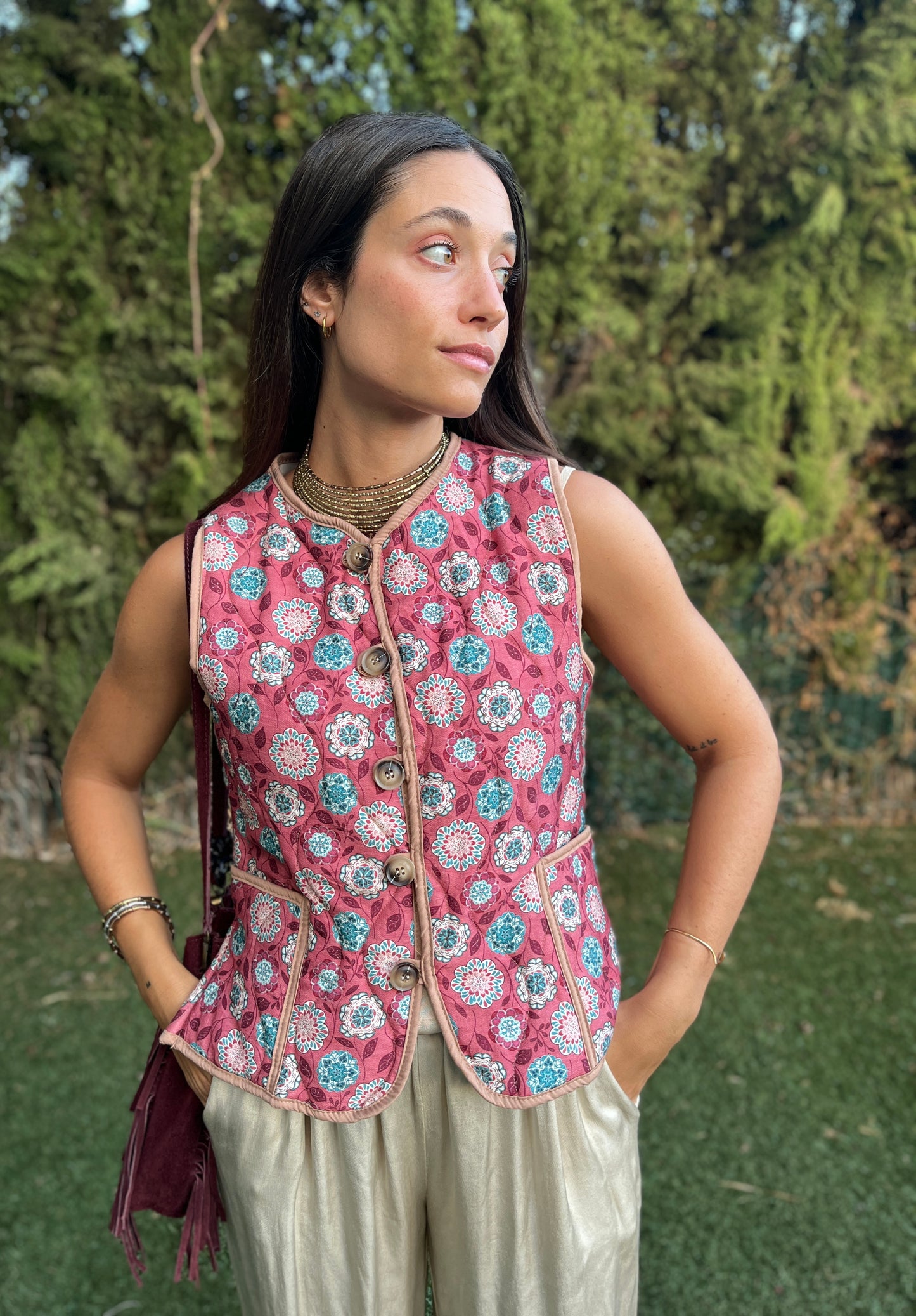 Chaleco acolchado flores