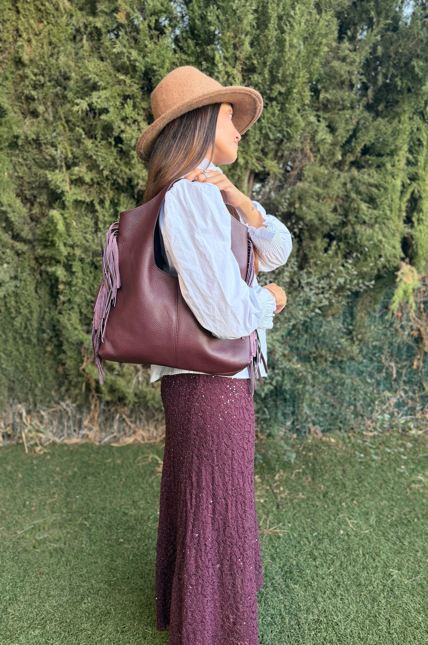 Bolso de piel flecos ￼