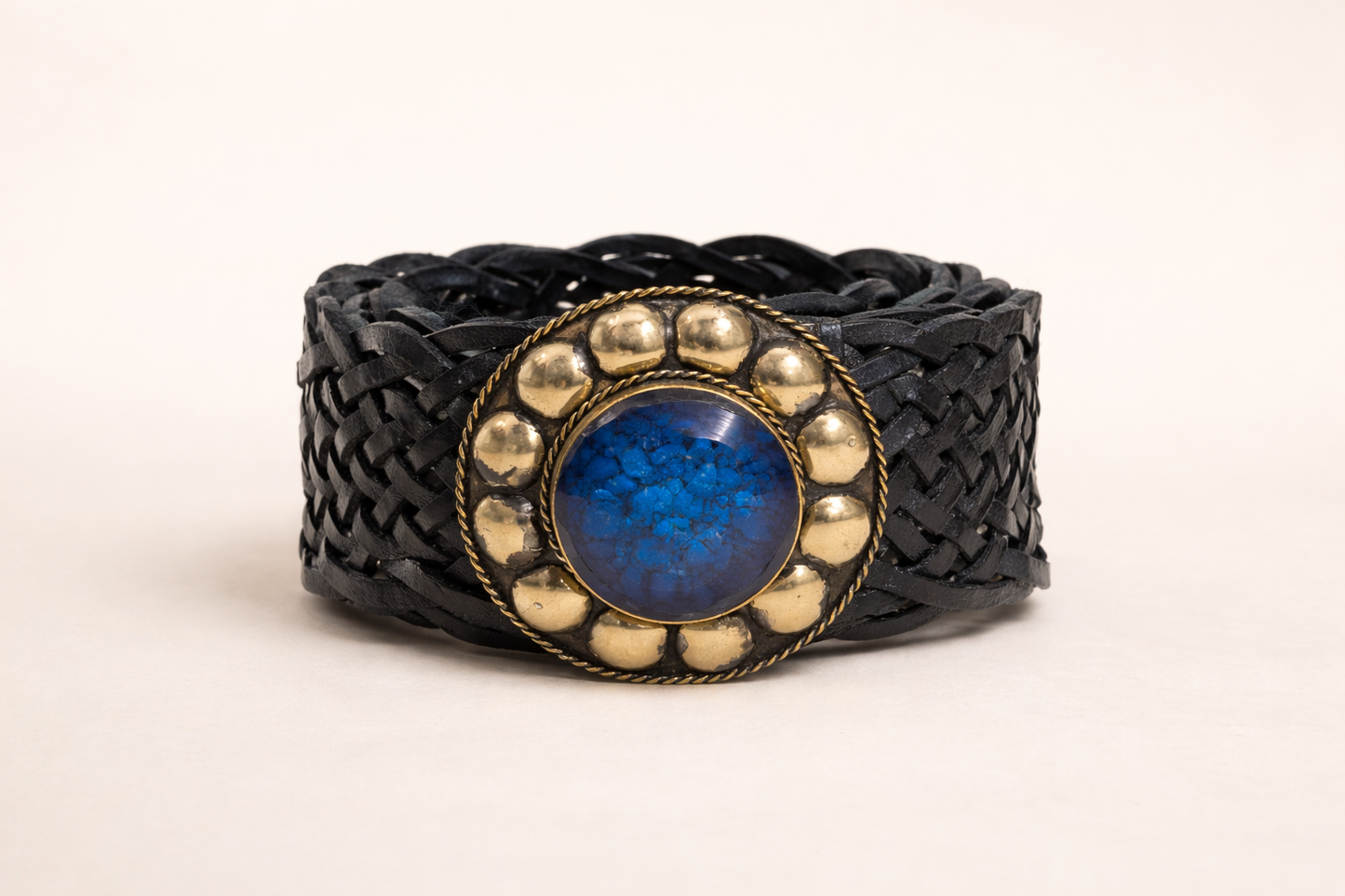 Cinturón de cuero azul