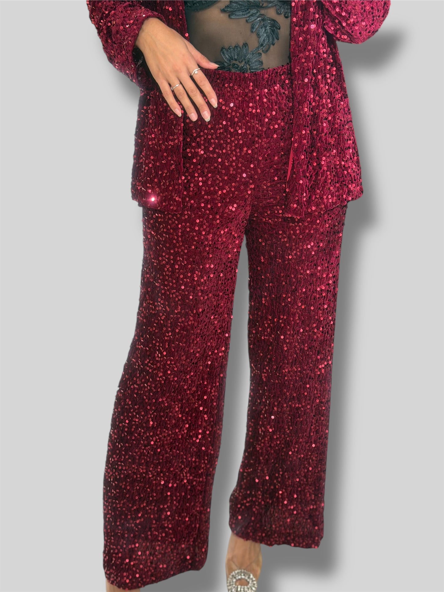 Pantalón Burdeos lentejuelas - Nuh Nuh