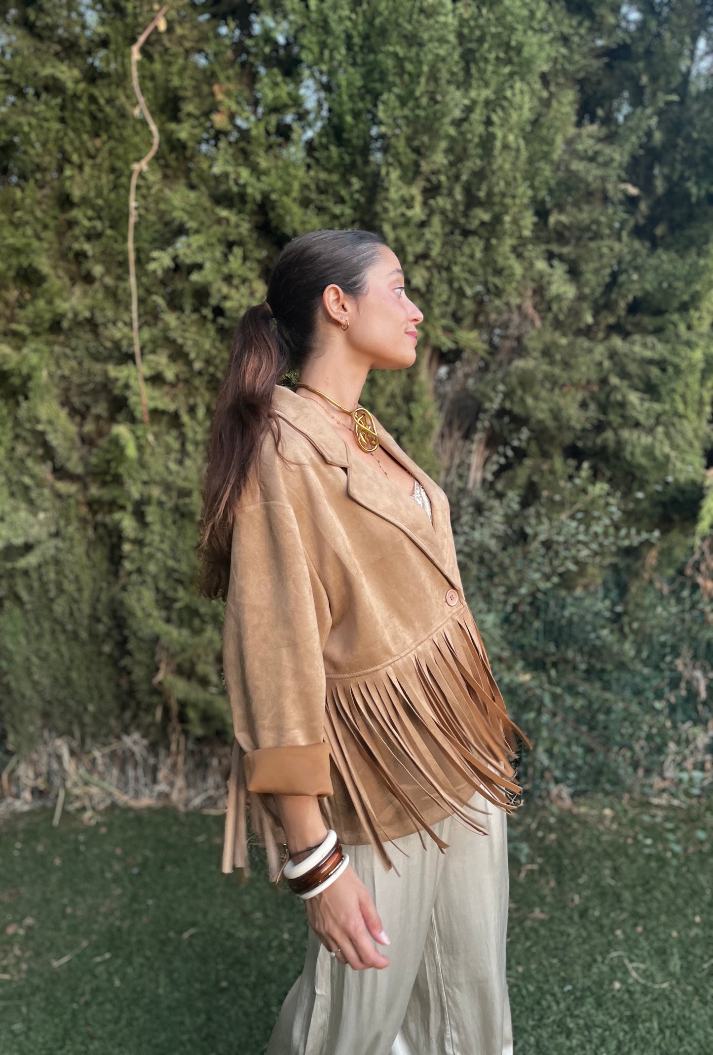 Chaqueta ante flecos