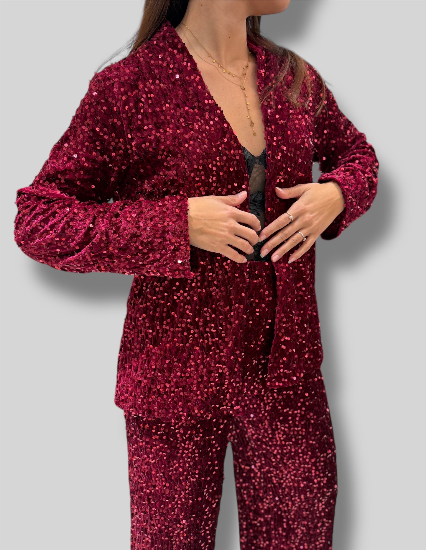 Chaqueta burdeos lentejuelas - Nuh Nuh