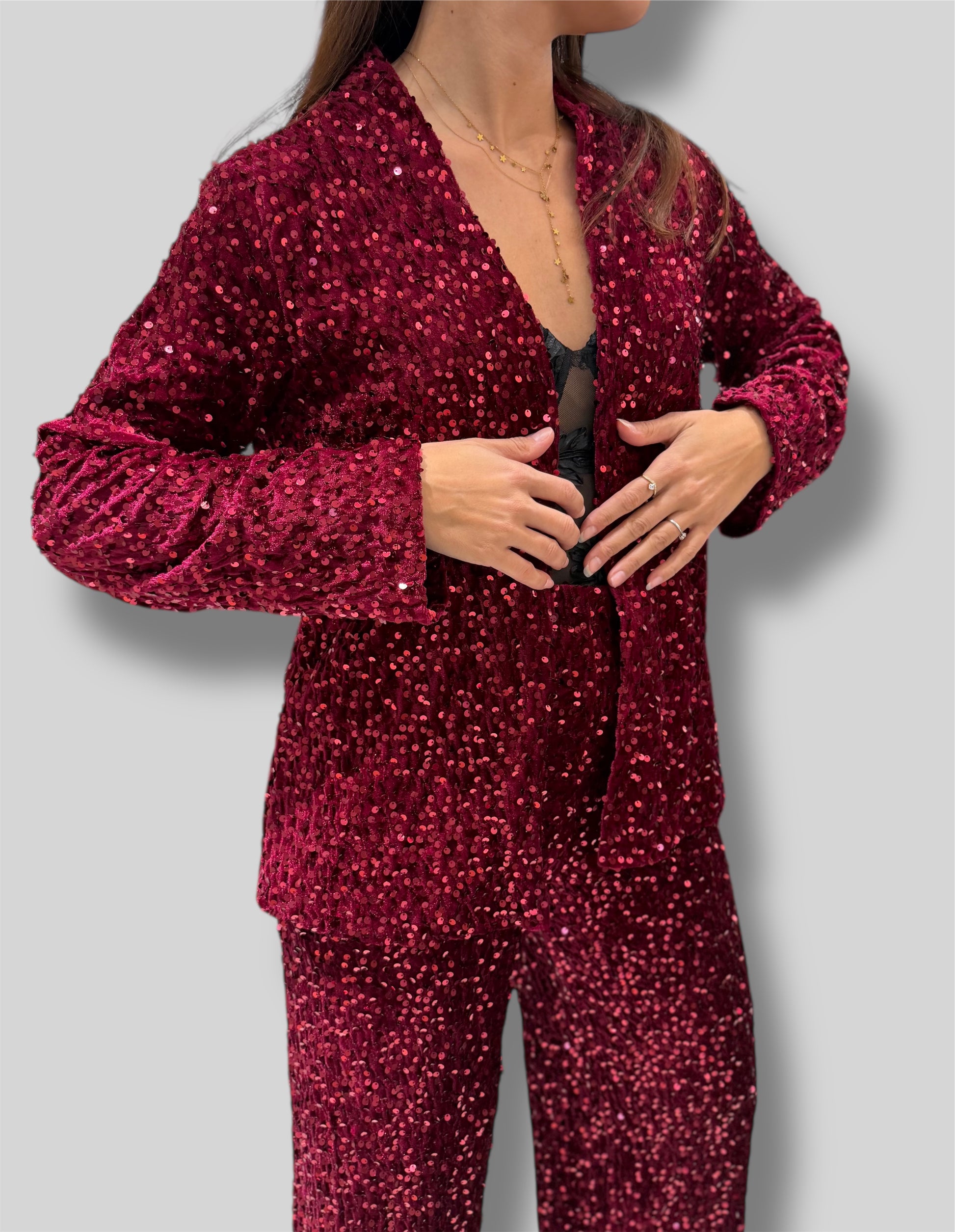 Chaqueta burdeos lentejuelas - Nuh Nuh