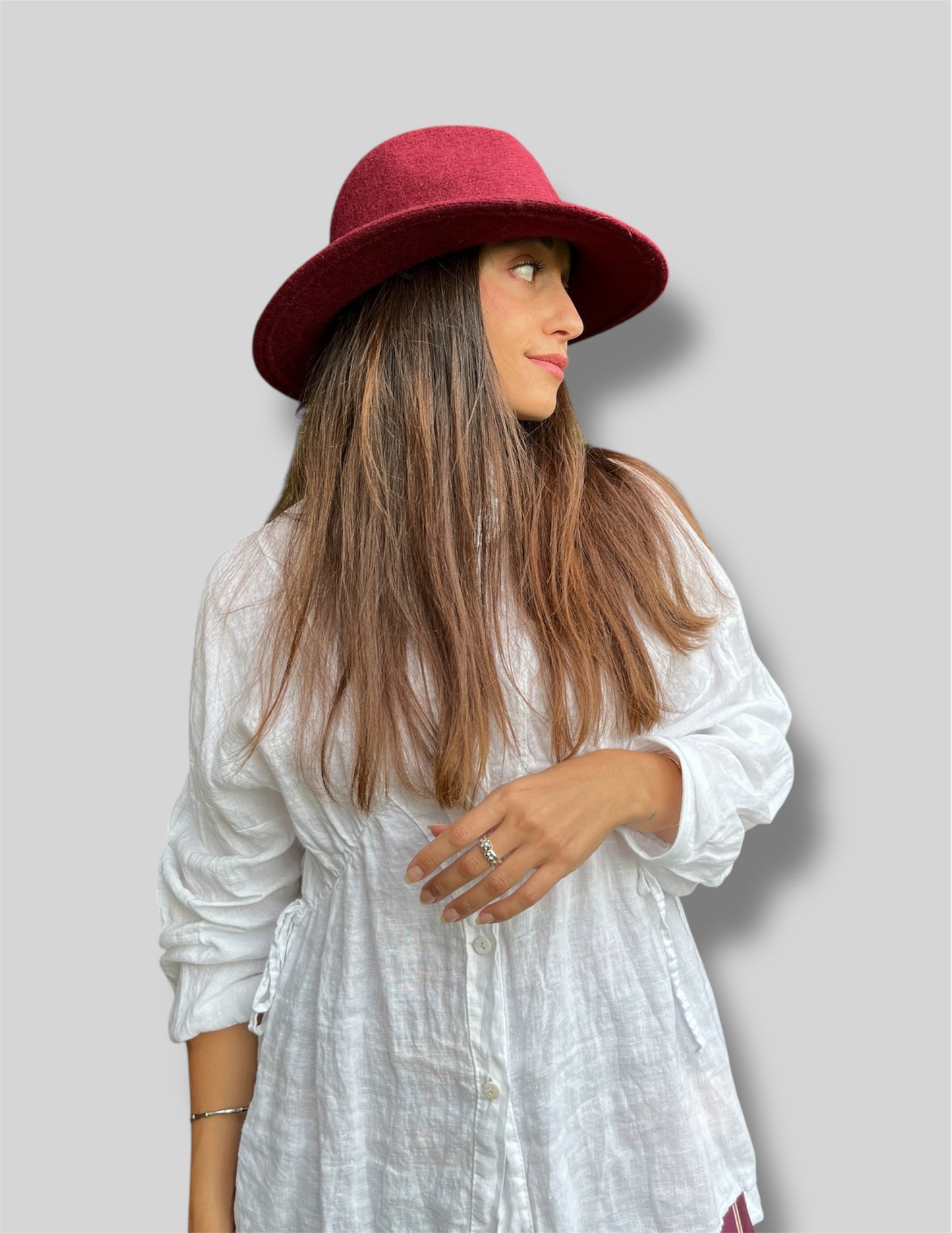 Sombrero de lana 100% Burdeos