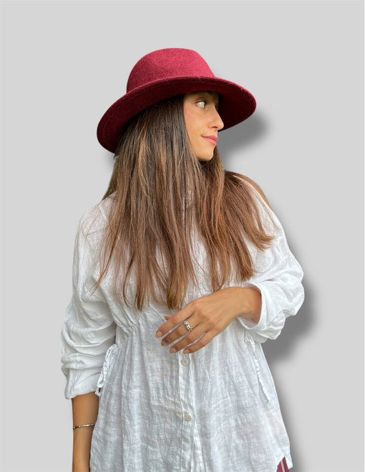Sombrero de lana 100% Burdeos