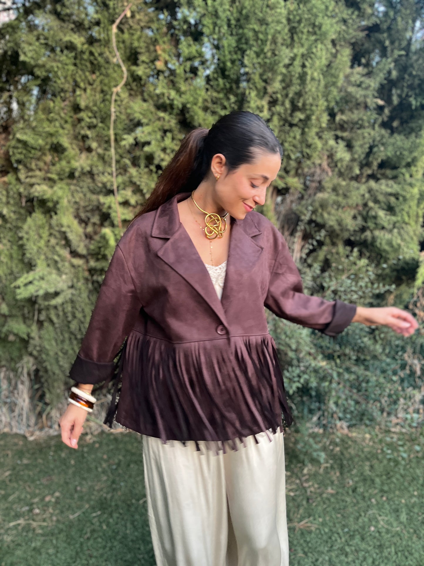 Chaqueta ante flecos