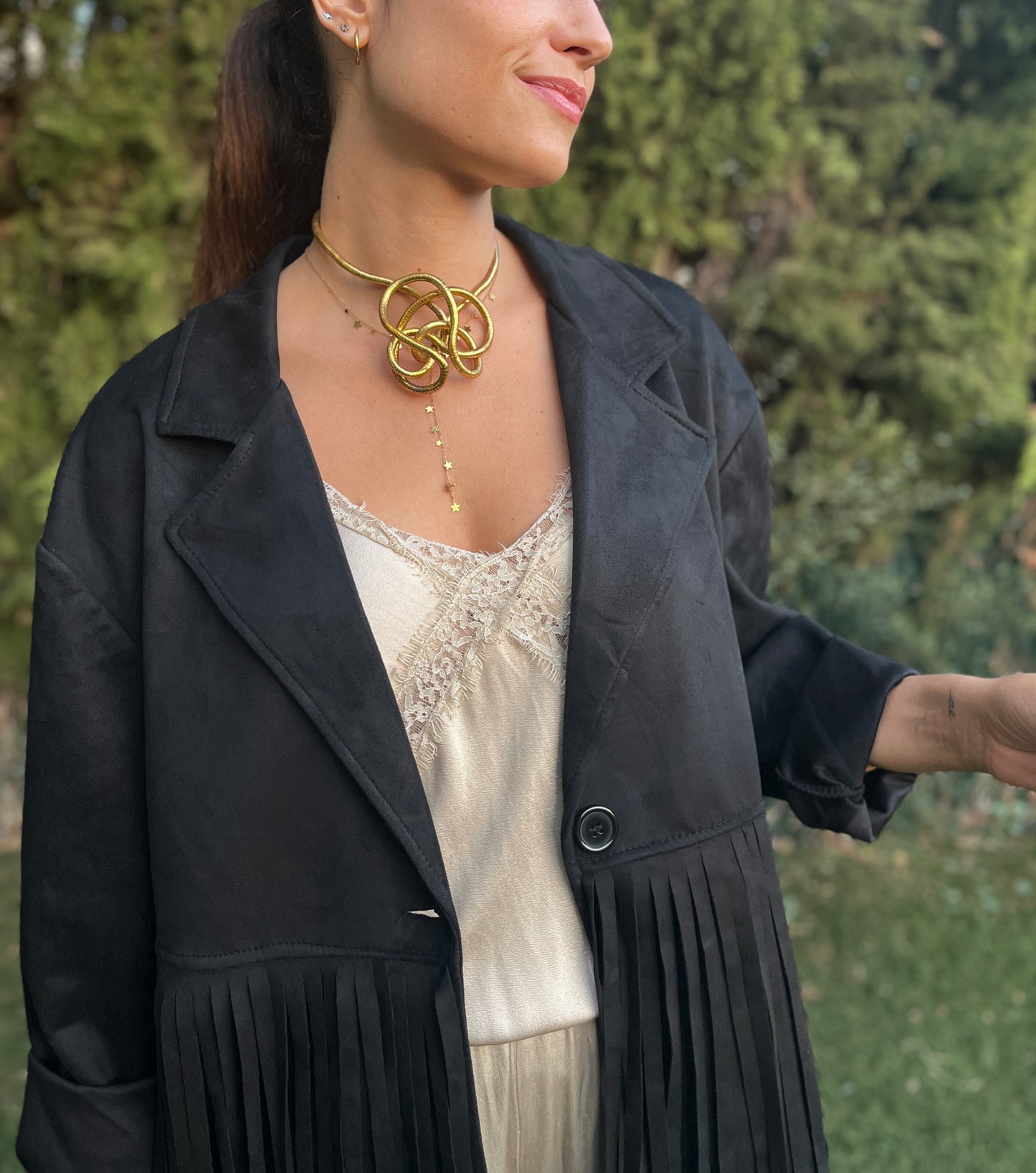 Chaqueta ante flecos