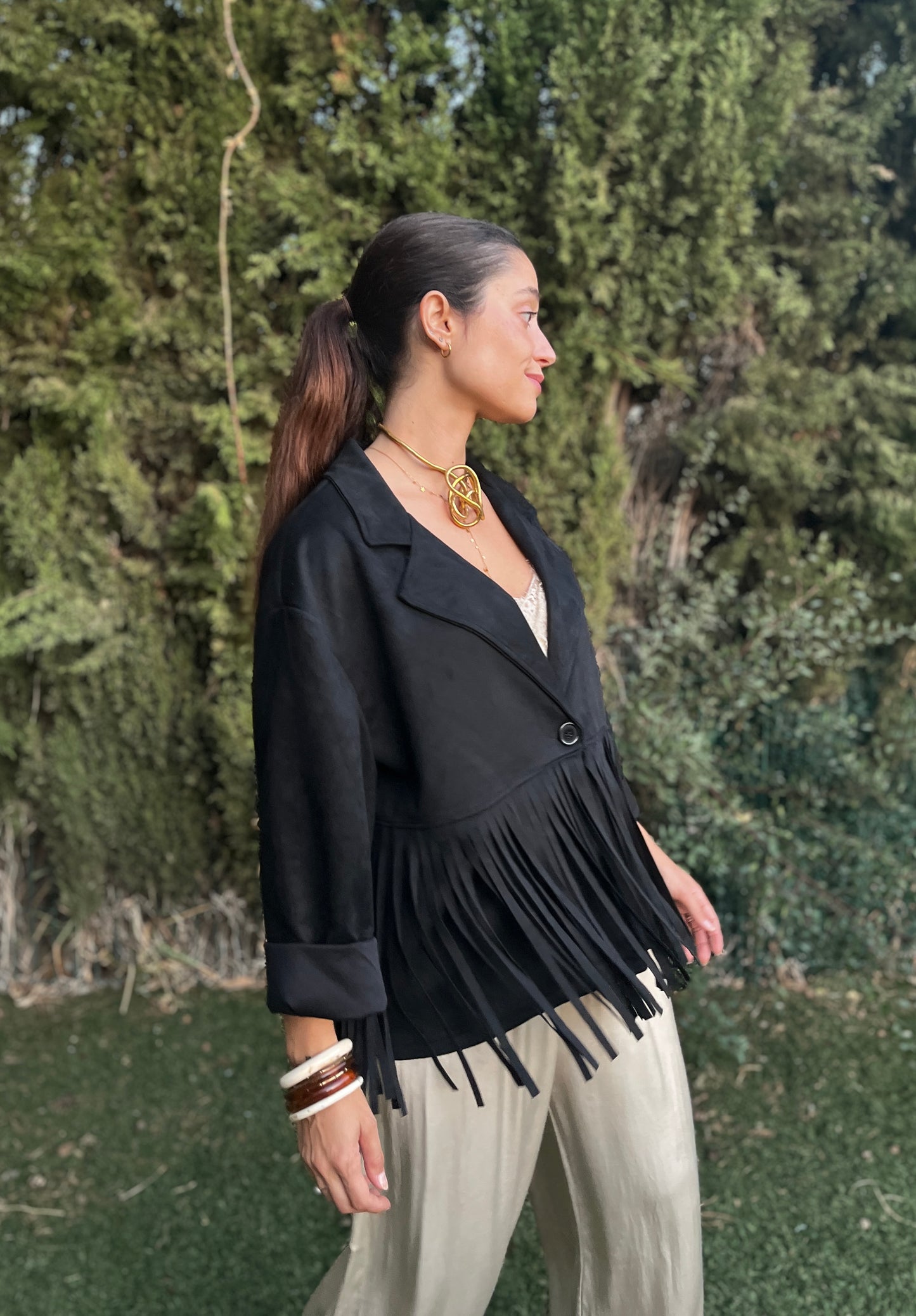 Chaqueta ante flecos