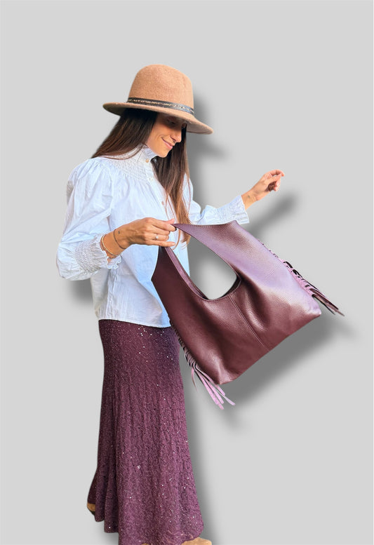 Bolso de piel flecos ￼