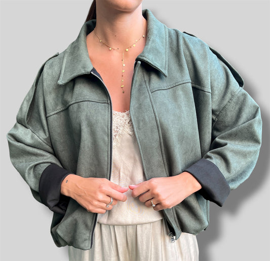 Chaqueta antelina caqui