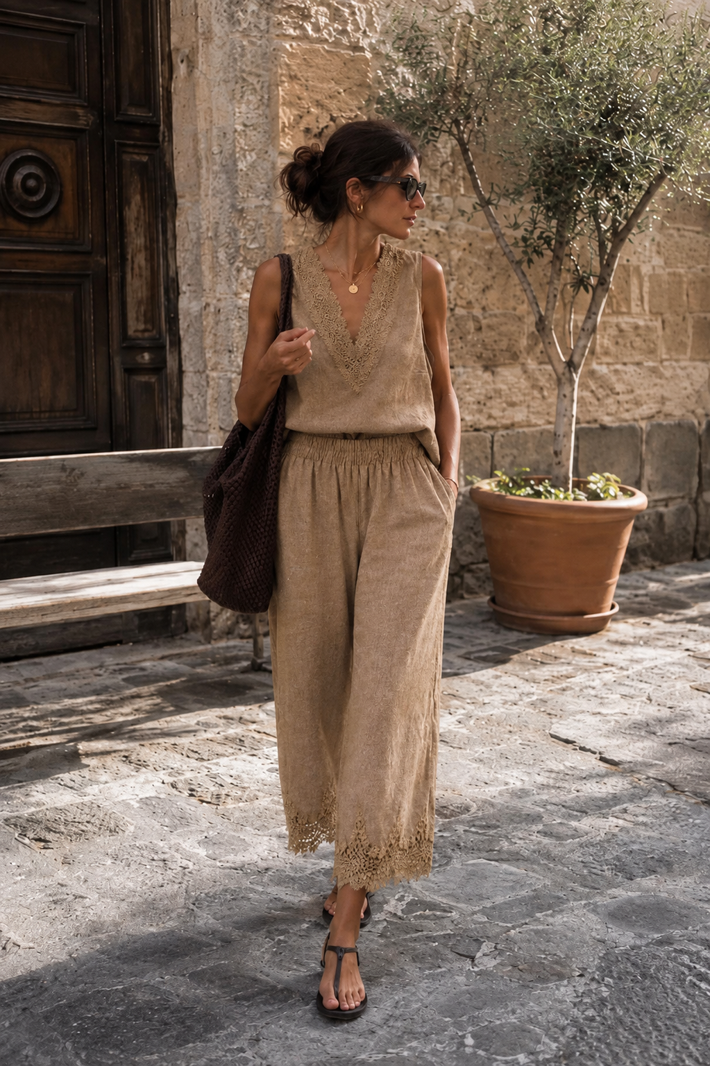 Pantalón encaje lino - Nuh Nuh