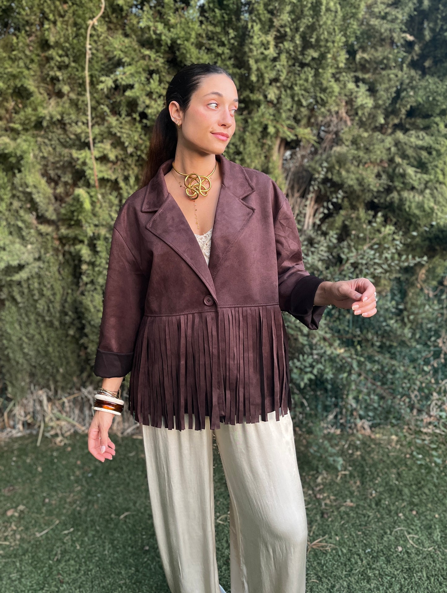 Chaqueta ante flecos