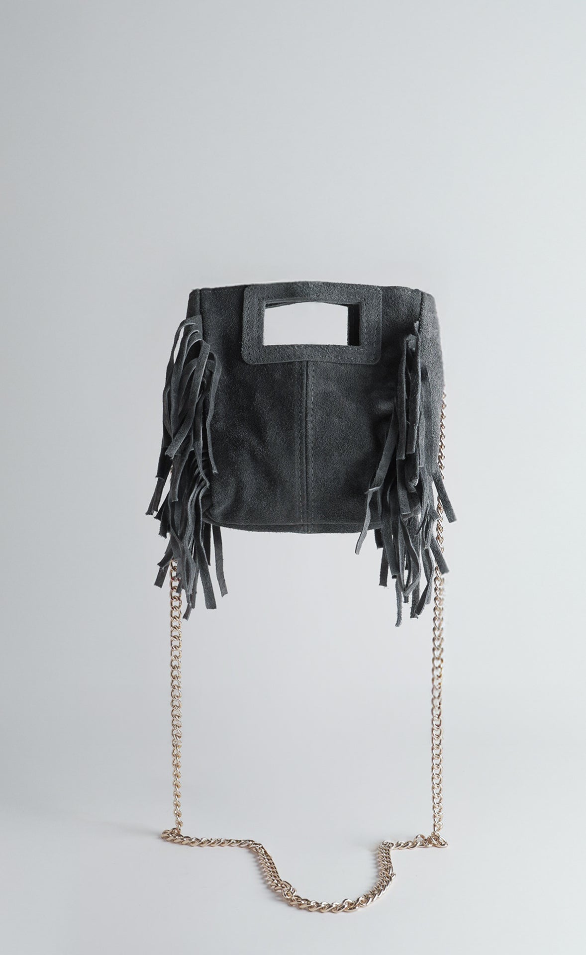 Bolso mini flecos ante gris - Nuh Nuh