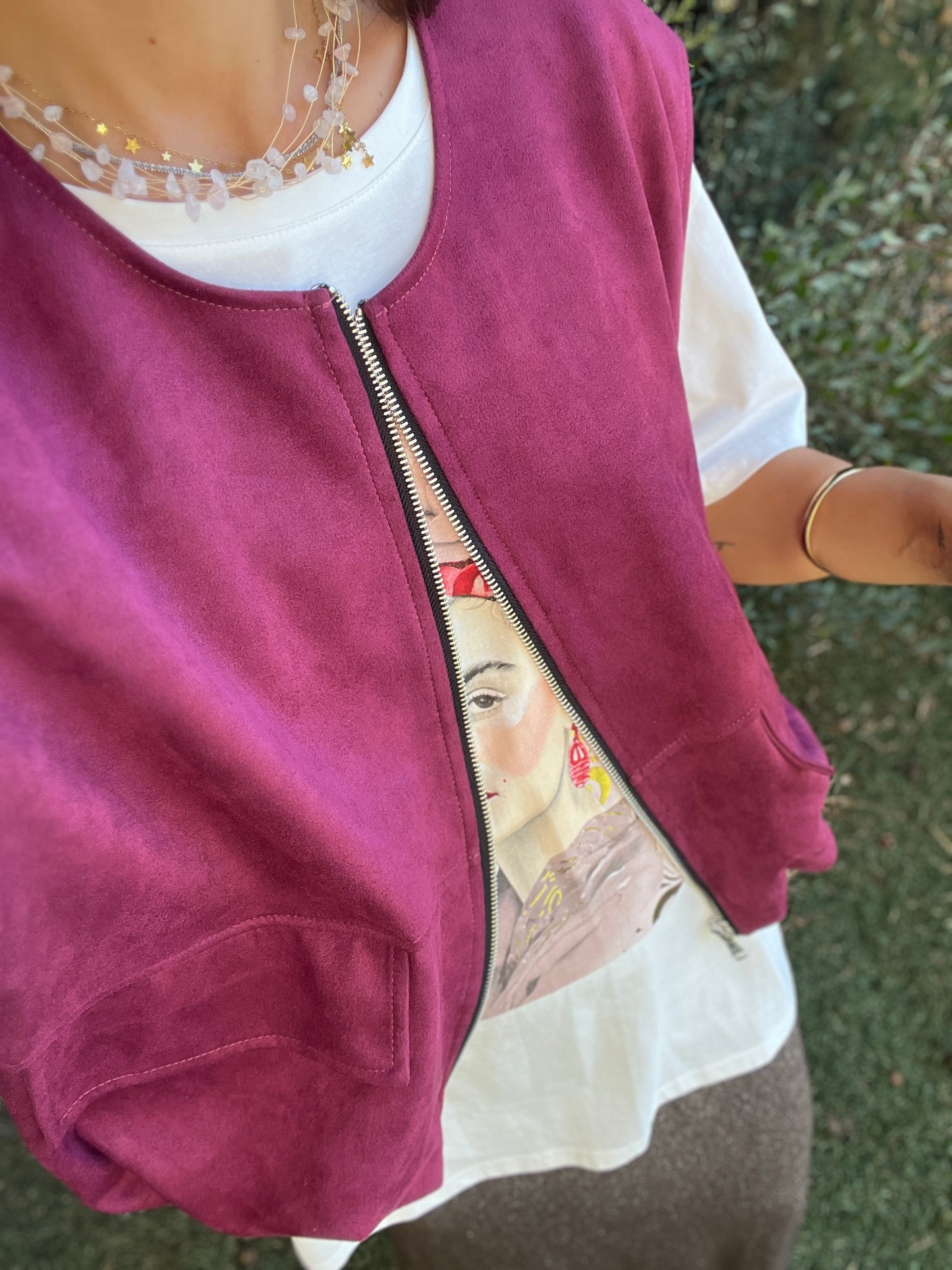 Chaleco antelina Burdeos