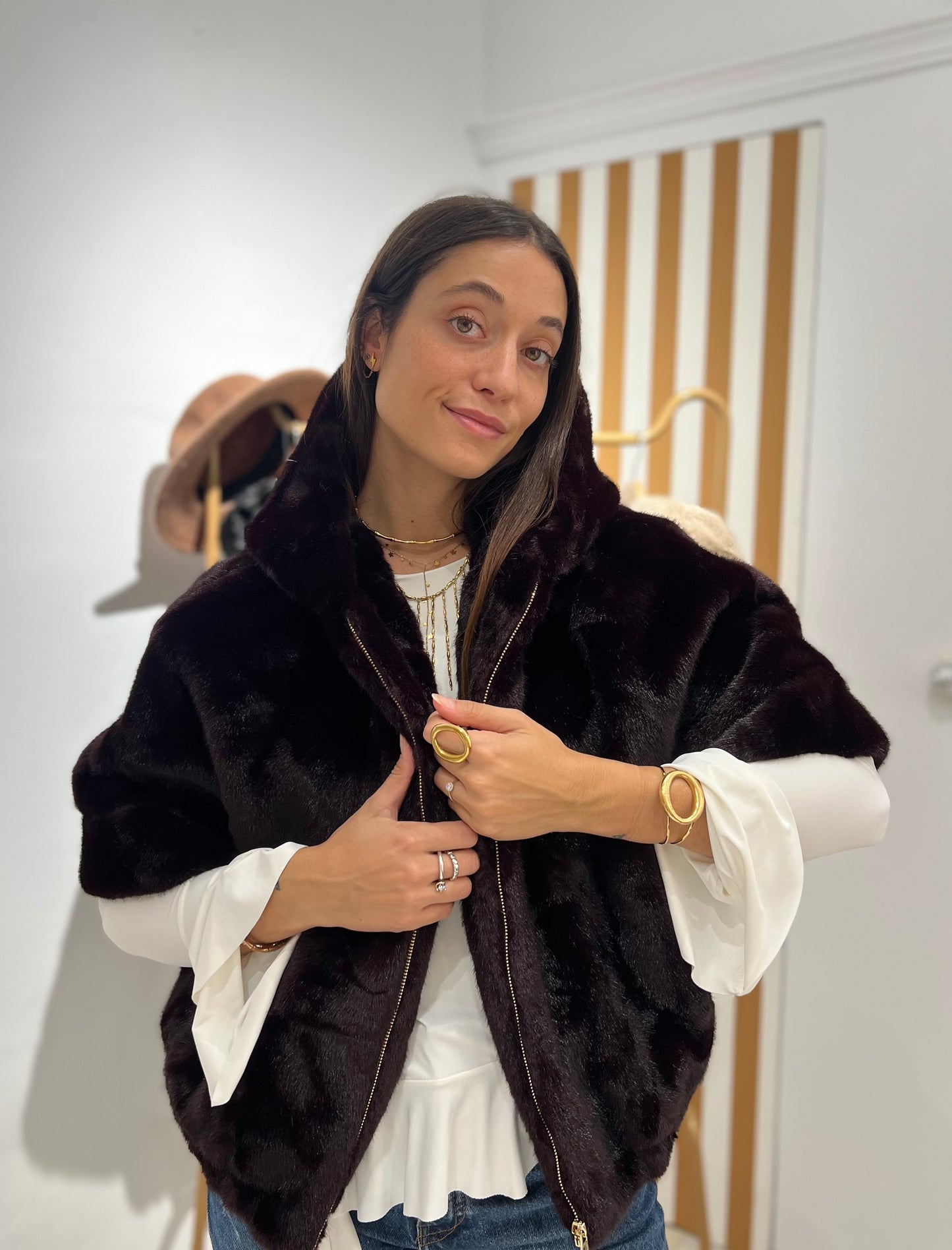 Chaqueta de pelo Burdeos 