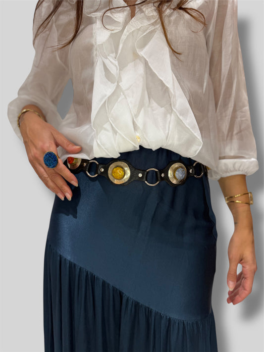 Cinturón piel piedras