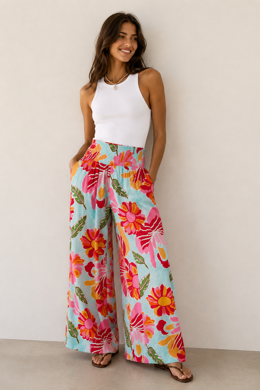 Pantalón palazzo floral
