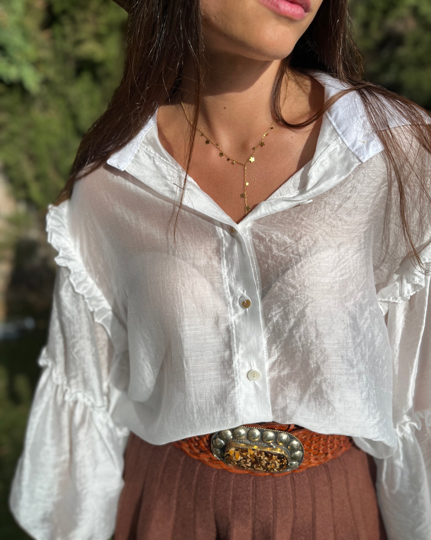 Camisa manga vuelo blanca