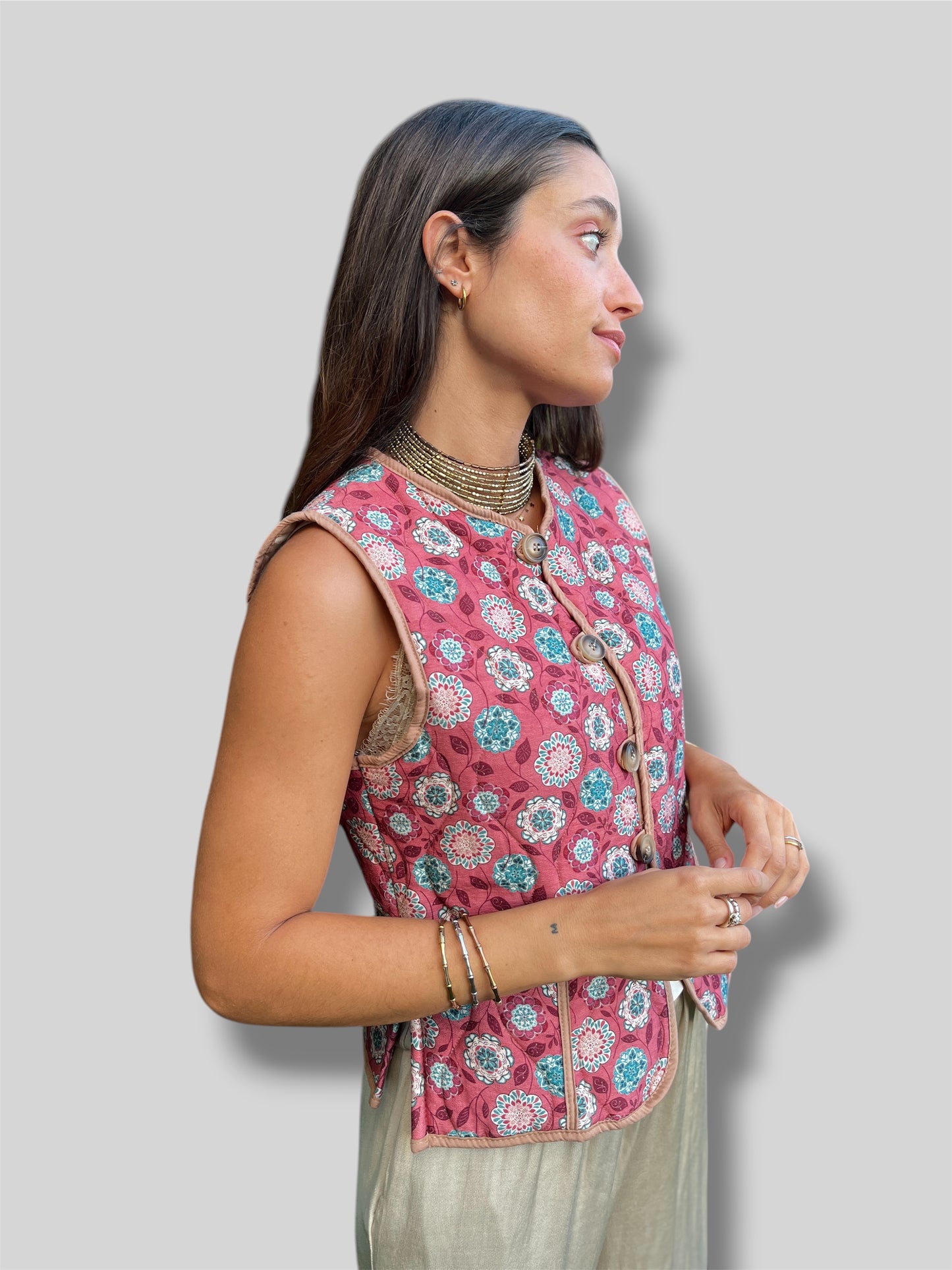 Chaleco acolchado flores