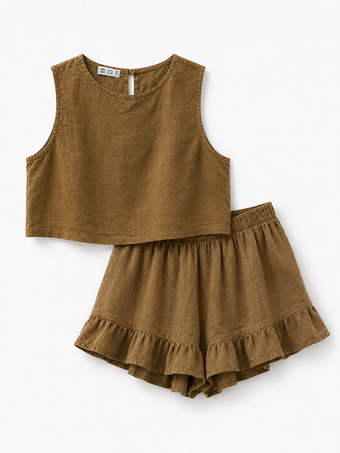 Pantalón corto lino volante
