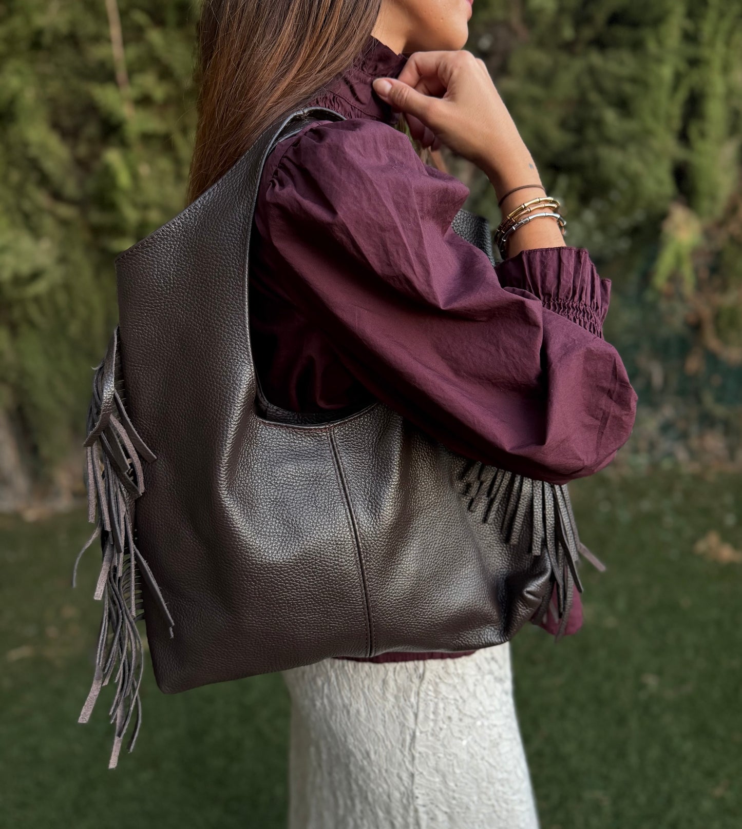 Bolso de piel flecos ￼