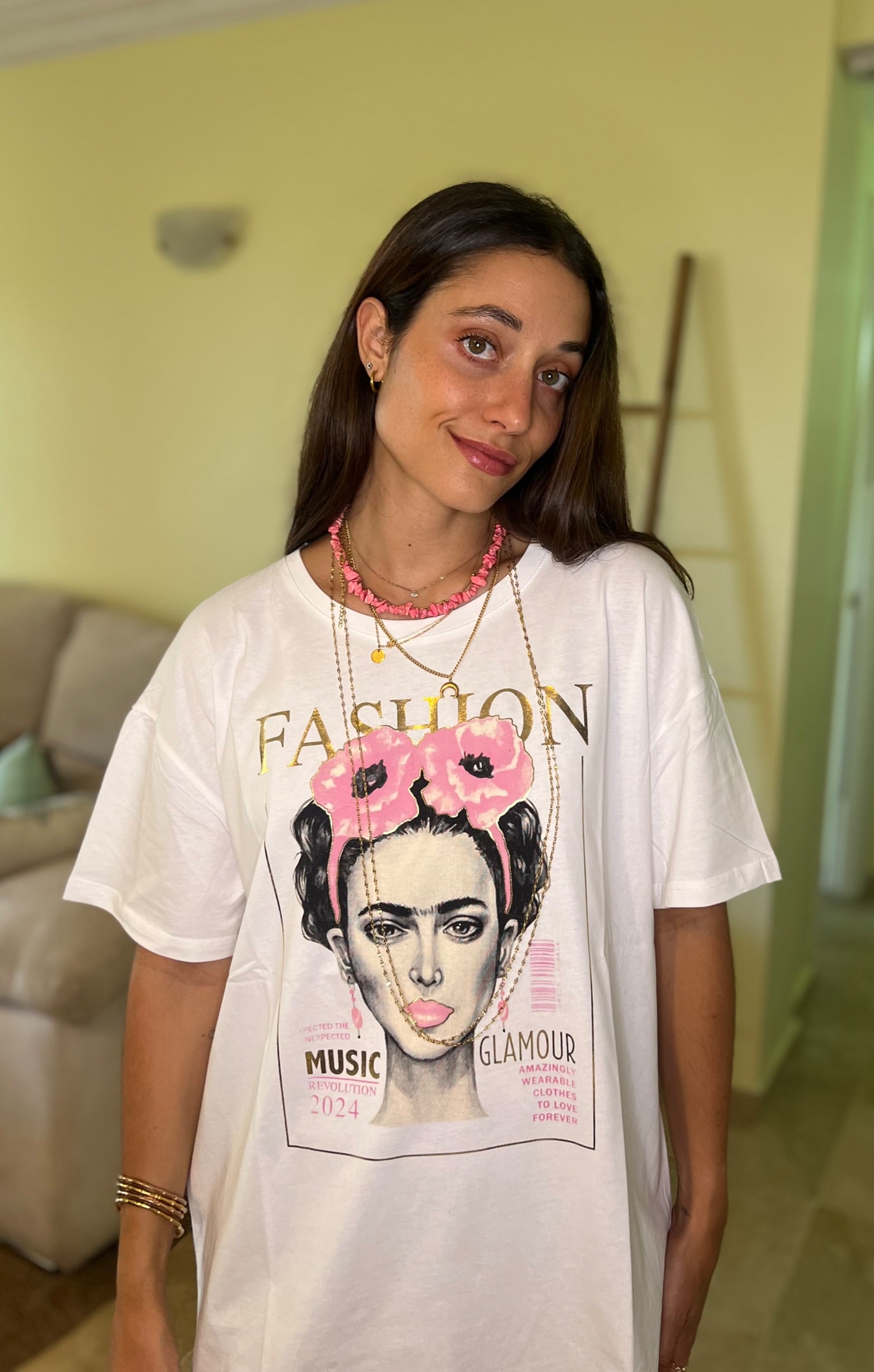 Camiseta glamour rosa oversize - Nuh Nuh