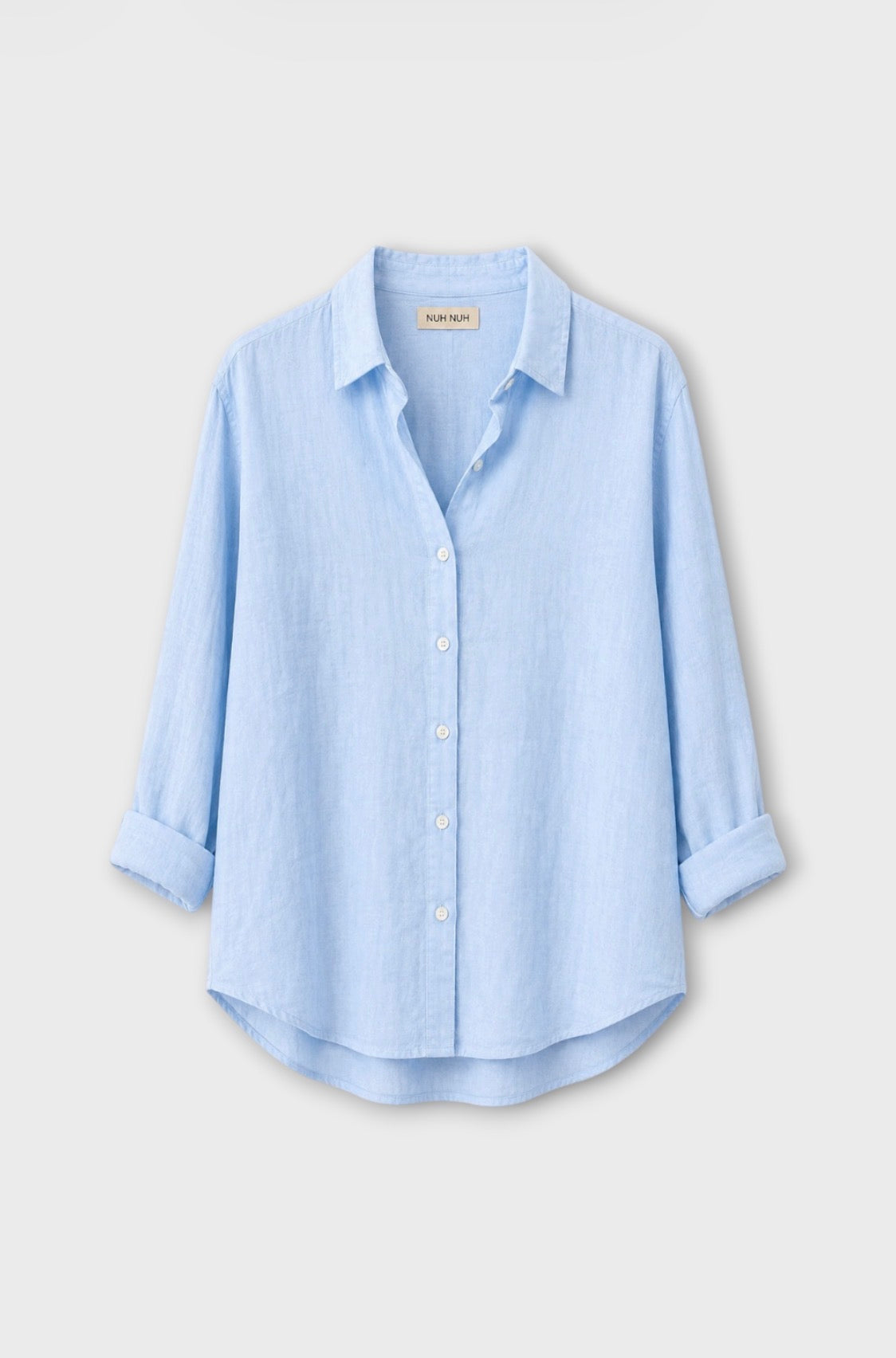Camisa lino azul relax