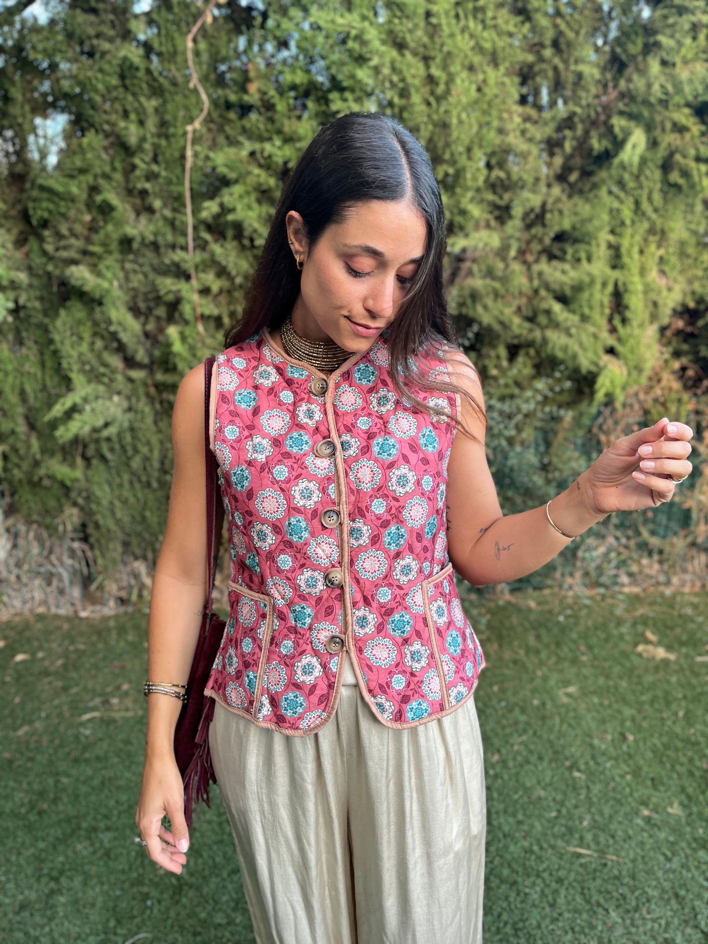 Chaleco acolchado flores